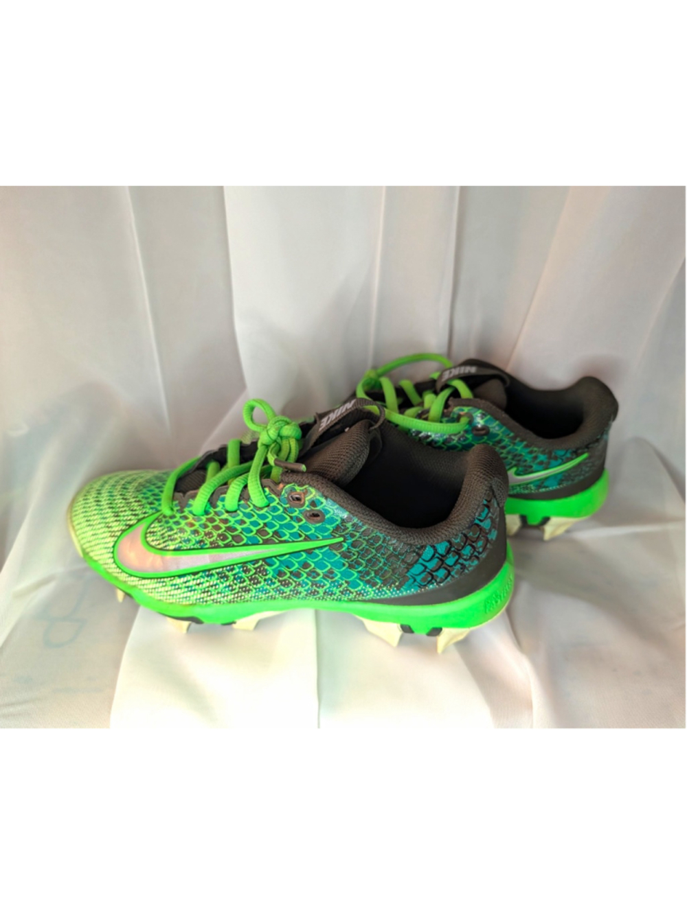 Nike Fastflex Youth Baseball Softball Cleats 3.5Y Green Black Molded